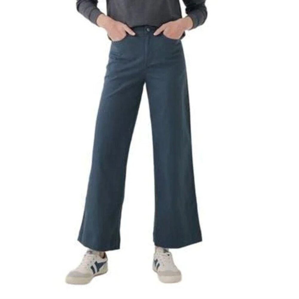 PACT Women's Slate Blue Stretch Twill Denim Wide Leg Pant L